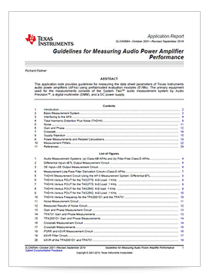 Guidelines For Measuring Audio Power Amplifier Performance Rev A