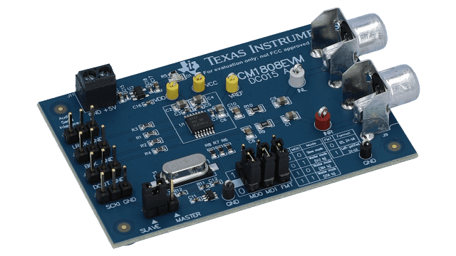 PCM1808EVM PCM1808 24-bit, 99-dB SNR, 96-kHz stereo ADC with single-ended inputs evaluation module angled board image