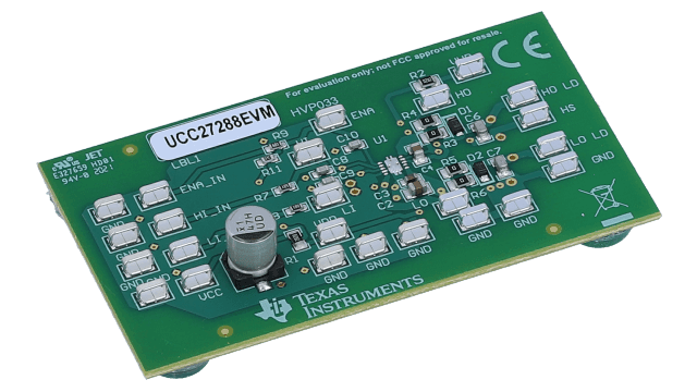 UCC27288EVM UCC27288 100-V, 3-A, 8-V UVLO half-bridge gate driver evaluation module angled board image