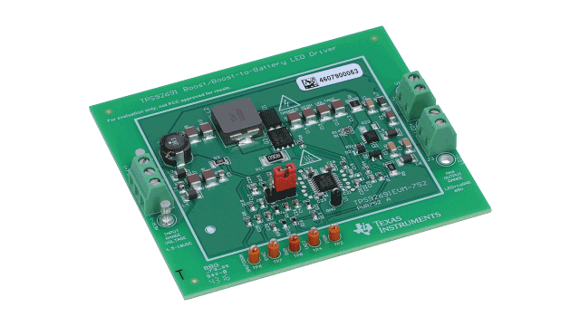 TPS92691EVM-752 TPS92691-Q1 Boost and Boost-to-Battery LED Driver Evaluation Board angled board image