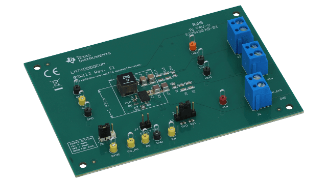LM76005QEVM 3.5V ～ 60V、5A 同期整流降圧電圧コンバータの評価基板 angled board image