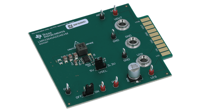 LMR33640ADDAEVM 3.8-V 至 36-V、4-A 降壓轉換器評估模組 angled board image