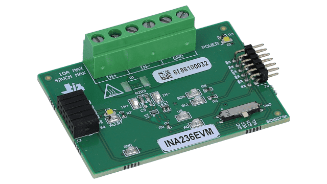 INA236EVM INA232, INA234 and INA236 evaluation module for current/voltage/power monitors angled board image