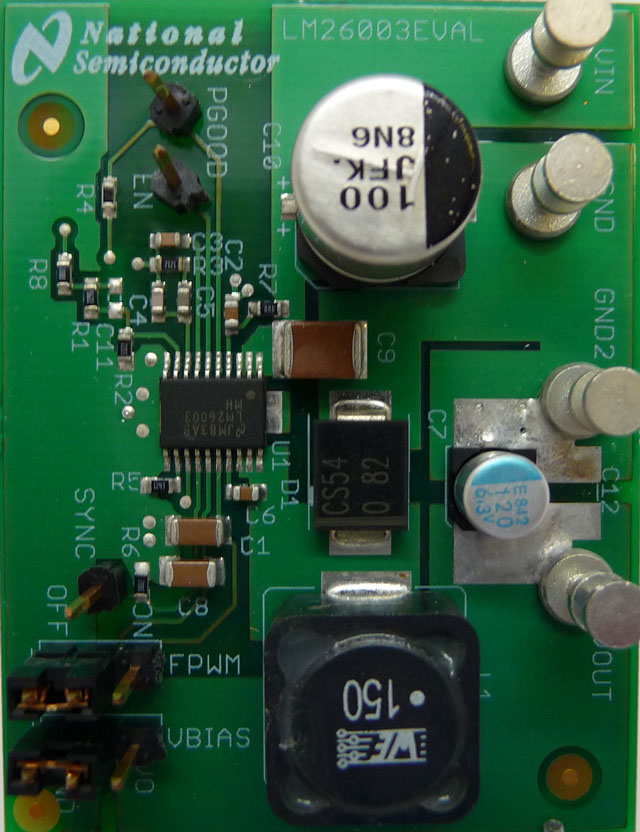 LM26003EVAL/NOPB LM26003 - 3A Switching Regulator with High Efficiency Sleep Mode Evaluation Module top board image