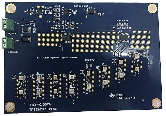 TPS92638STAEVM EMC Compatible Automotive LED Rear Lamp With Sequential Turn Animation Evaluation Module top board image