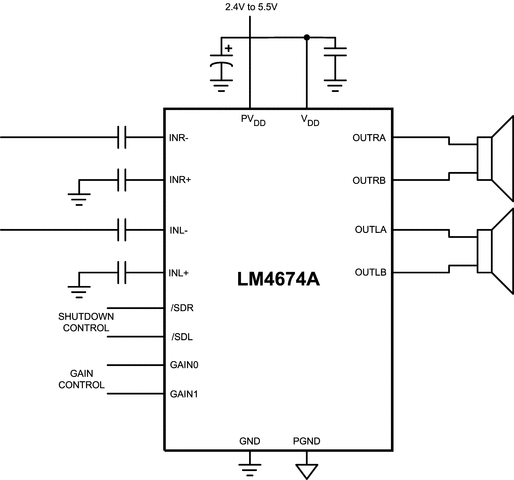 LM4674A data sheet, product information and support | TI.com