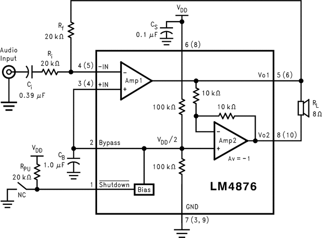 LM4876 のデータシート、製品情報、およびサポート | TI.com