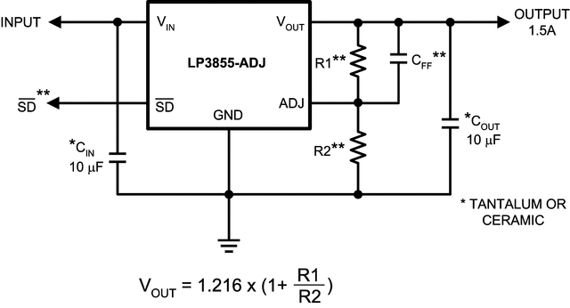 LP3855-ADJ data sheet, product information and support | TI.com