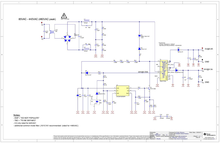 PMP30281 85-VAC - 480-VAC input, multiple output flyback reference ...