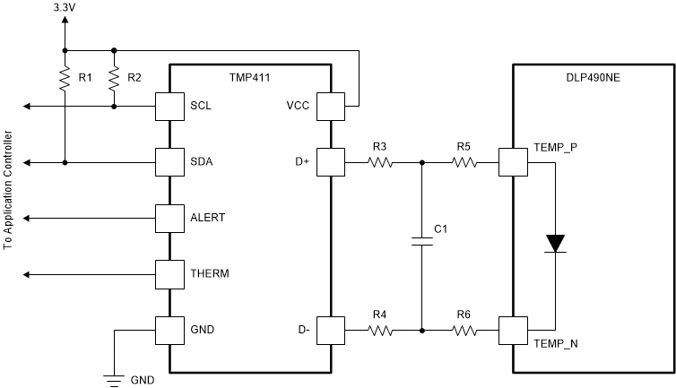 DLP470NE TMP411 Sample Schematic