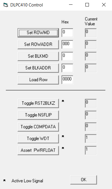 DLPLCRC410EVM, DLPLCR65NEVM, DLPLCR70EVM, DLPLCR70UVEVM, DLPLCR95EVM, DLPLCR95UVEVM DLPC410 Control Window