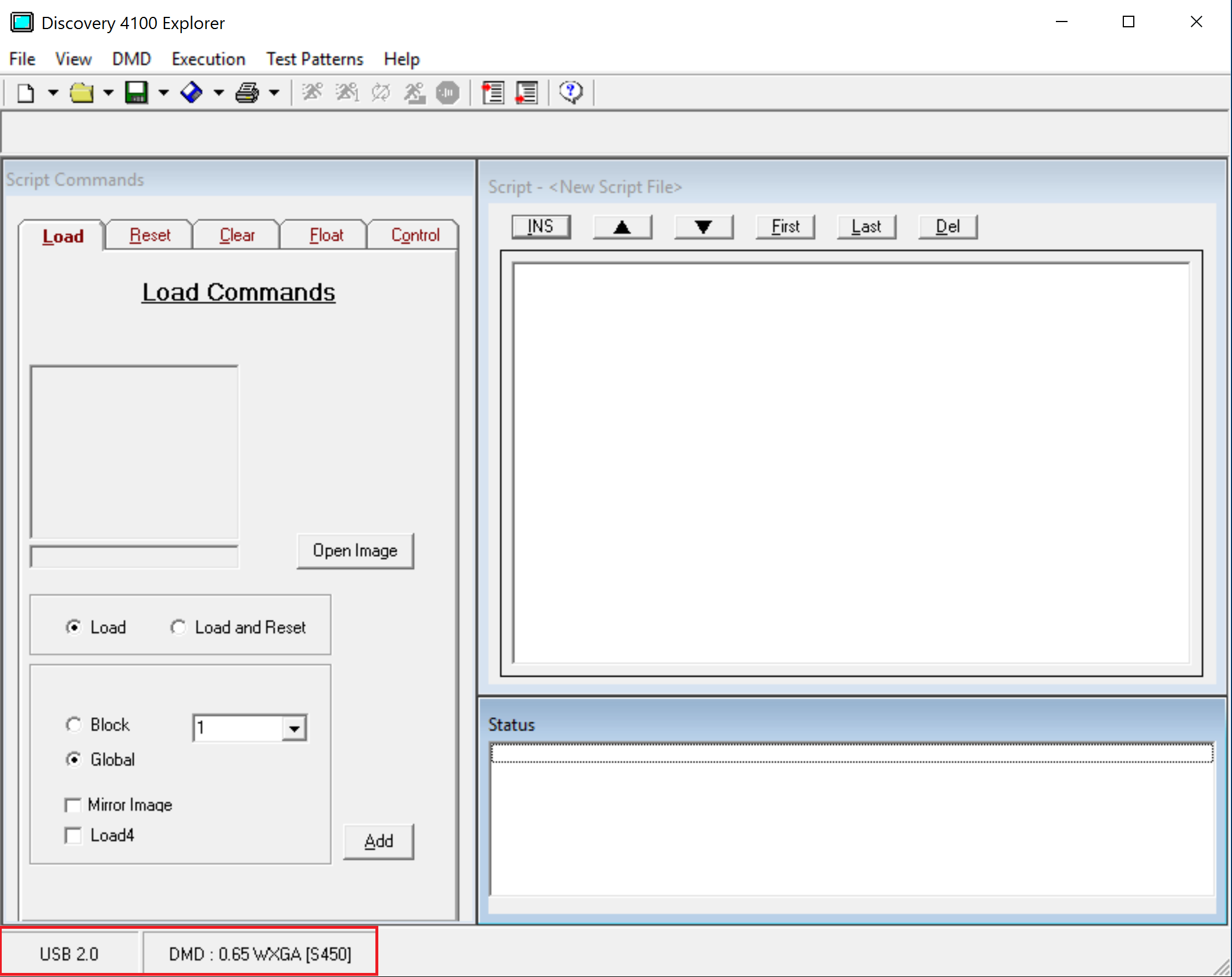 DLPLCRC410EVM, DLPLCR65NEVM, DLPLCR70EVM, DLPLCR70UVEVM, DLPLCR95EVM, DLPLCR95UVEVM Discovery 4100 Explorer USB and DMD - Connection Status