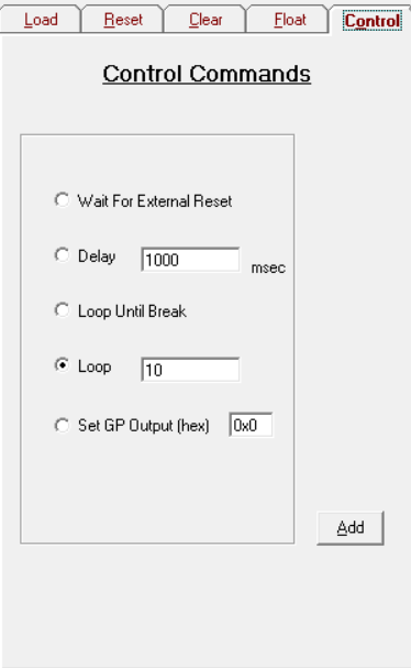 DLPLCRC410EVM, DLPLCR65NEVM, DLPLCR70EVM, DLPLCR70UVEVM, DLPLCR95EVM, DLPLCR95UVEVM Control Tab