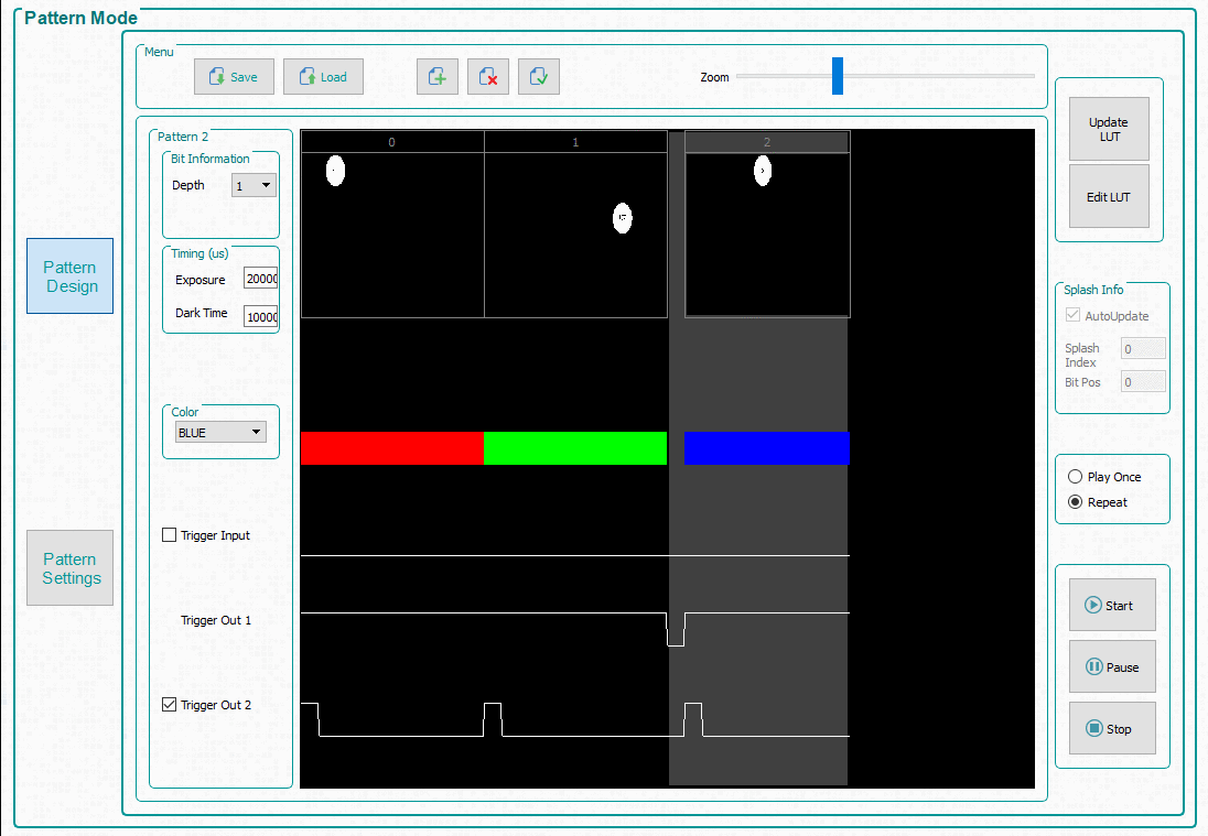 DLPC900 Simple
                    Three Pattern Sequence