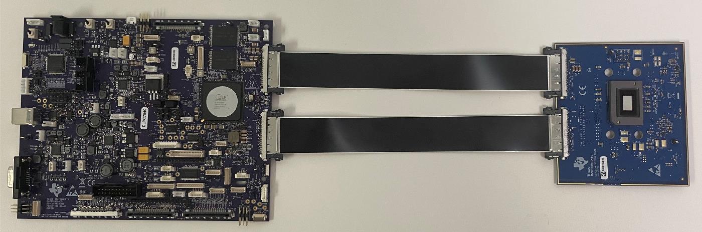 DLPC7540EVM Formatter Board and DMD EVM Connected