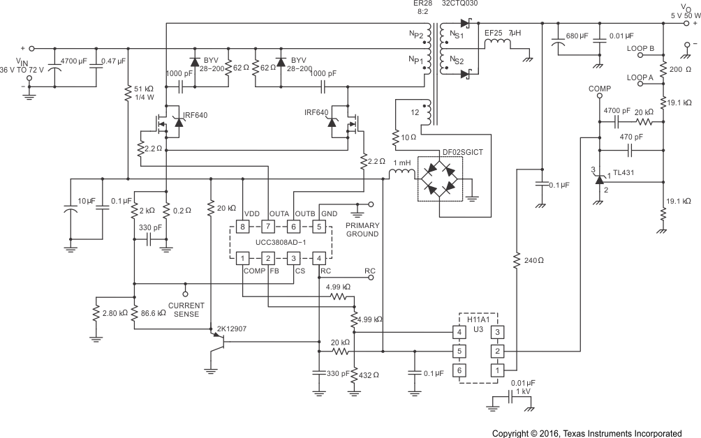 UCC2808A-1 UCC2808A-2 UCC3808A-1 UCC3808A-2 typ_app_diagram_slus456.gif