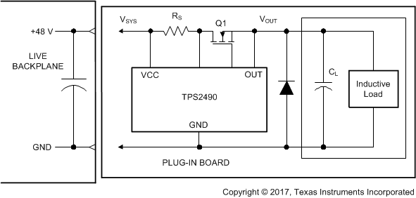 TPS2490 TPS2491 tps2490_output_schottky.gif