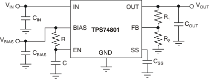 TPS748 Soft-Start Delay Using an RC Circuit to Enable the Device