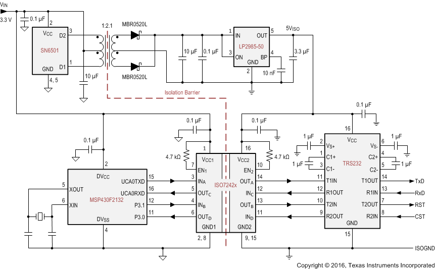 ISO7240CF ISO7240C ISO7240M ISO7241C ISO7241M ISO7242C ISO7242M Isolated RS-232 Interface