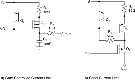 XTR111 External
                    Current Limit Circuits