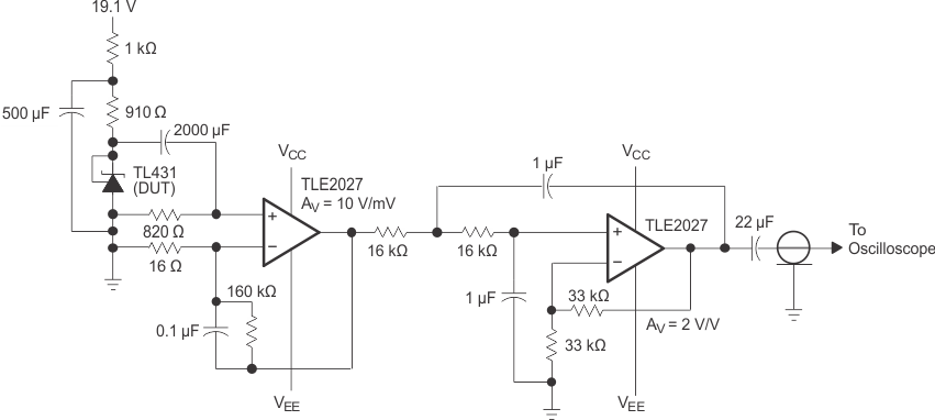 TL431 TL432 10 秒間での等価入力ノイズ電圧のテスト回路