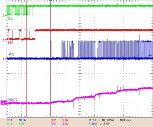 TPS43331-Q1 scope_buck2_on_delay_i2c_dt164us_lvsa38.gif