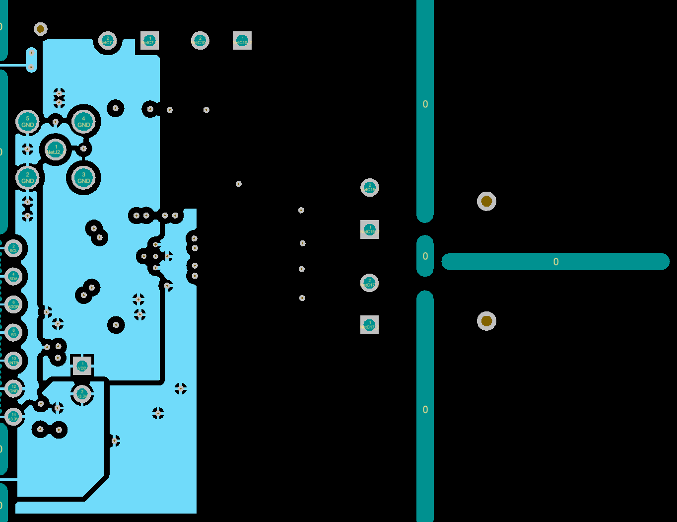 FDC2212 FDC2214 FDC2112 FDC2114 PCB レイアウトの例：中間層 2 (電源)