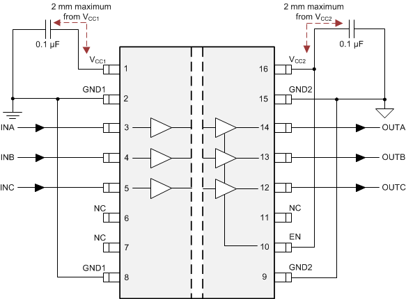 ISO7730 ISO7731 Typical ISO7730 Circuit Hook-Up