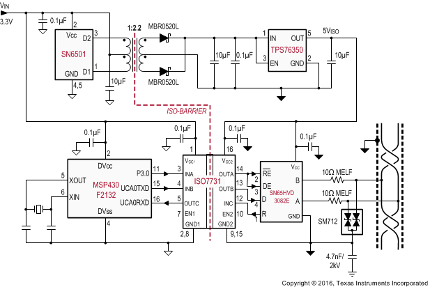 ISO7730 ISO7731 Isolated RS-485 Interface Circuit