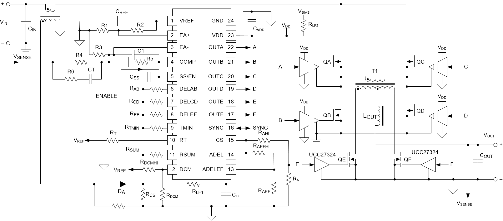 UCC28950-Q1 UCC28951-Q1 アプリケーション概略図