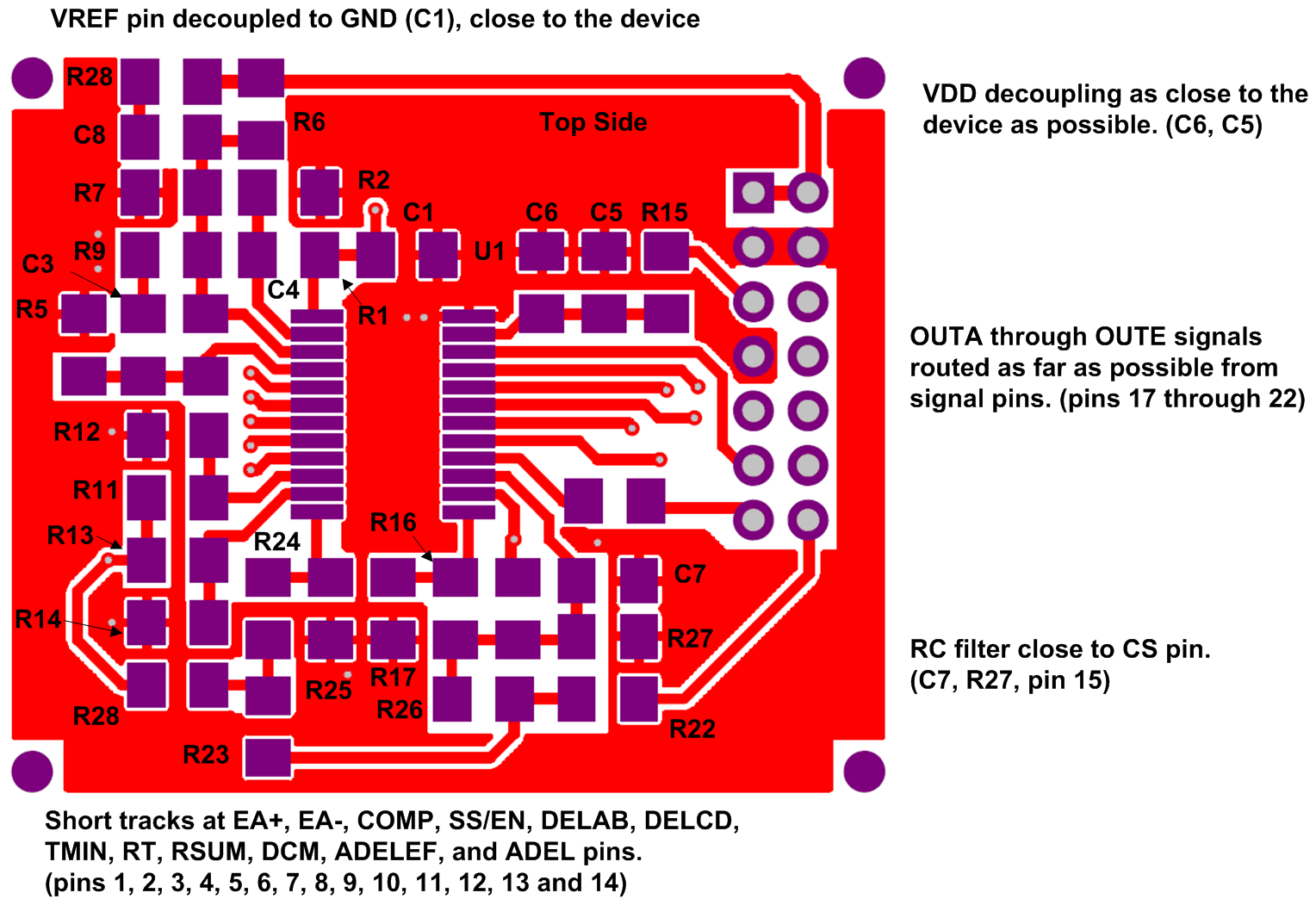 UCC28950-Q1 UCC28951-Q1  Layout Example (Top
                    Side)