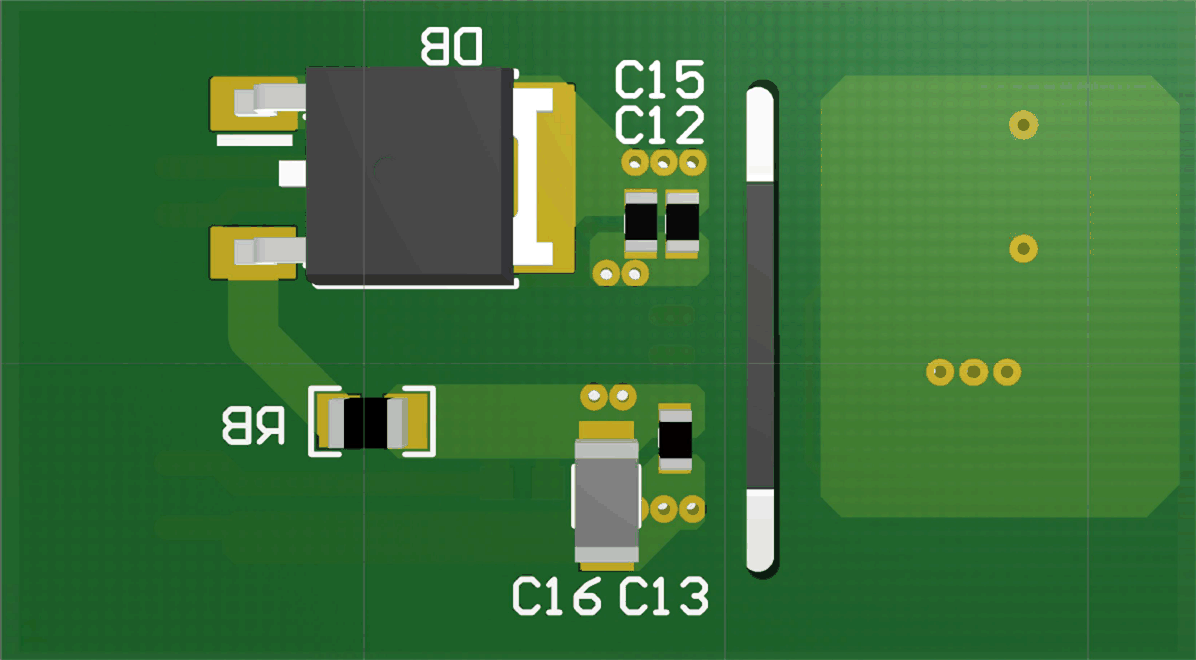 UCC21220 UCC21220A 3-D PCB Bottom View