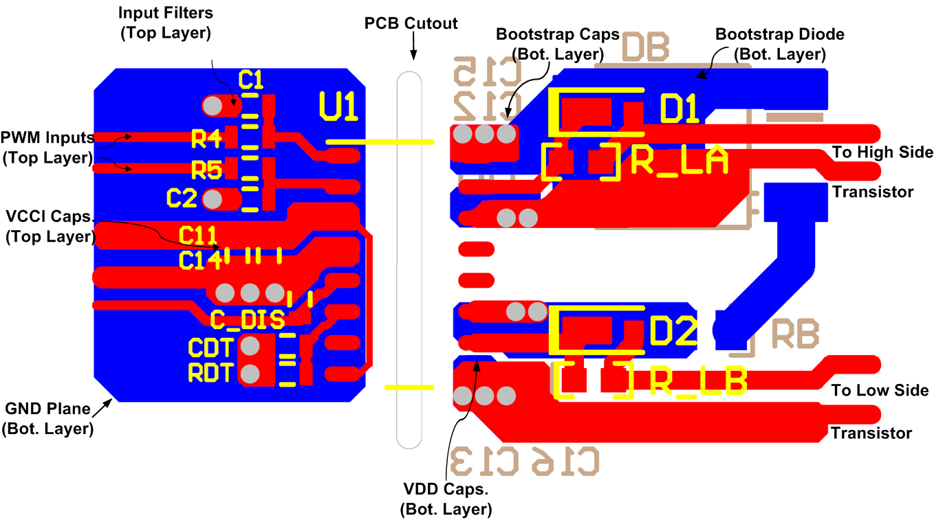 UCC21222-Q1 Layout Example