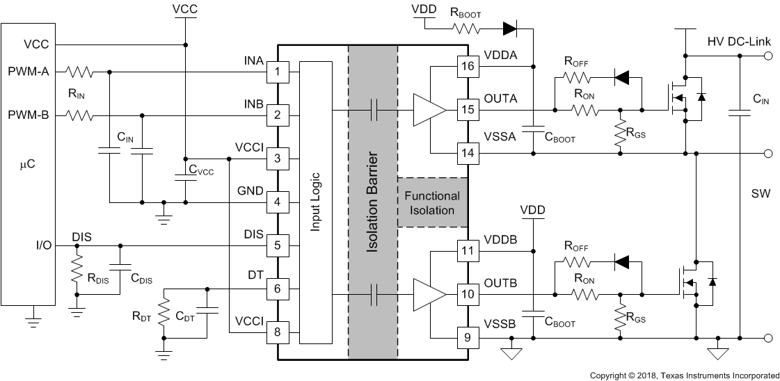 UCC21222-Q1 Typical Application Schematic