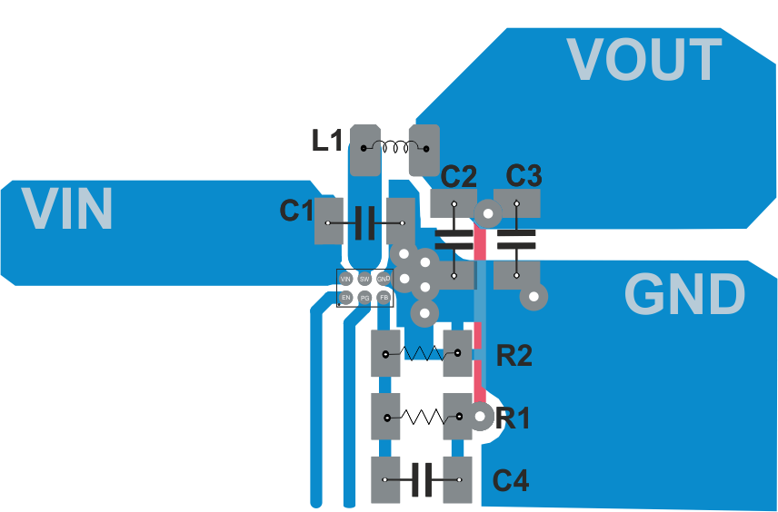 TPS62088 TPS62088A TPS62089A PCB Layout of Adjustable Output Voltage Application