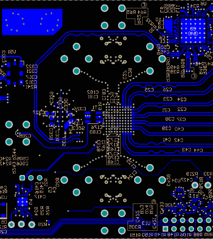 ADC12DJ4000RF Bottom Layer Routing: Additional CLK Routing, DA4-7, DB4-7