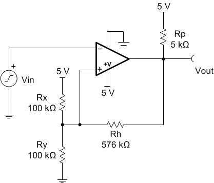 TLV1704-SEP Comparator Schematic With Hysteresis