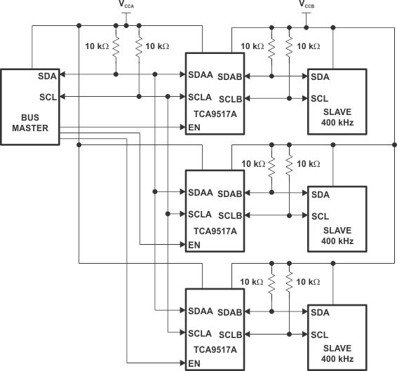 TCA9517A Typical Star Application