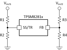 TPSM82810 TPSM82813 Schematic for Output Voltage
                    Tracking