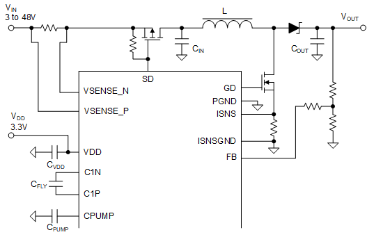 LP8866-Q1 Charge Pump Enabled
                    Circuit
