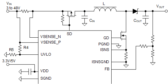 LP8866-Q1 VIN UVLO Setting
                    Circuit