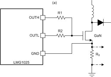 LMG1025-Q1 Source Resistor Current Sense A Configuration