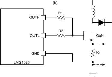 LMG1025-Q1 Source Resistor Current Sense B Configuration