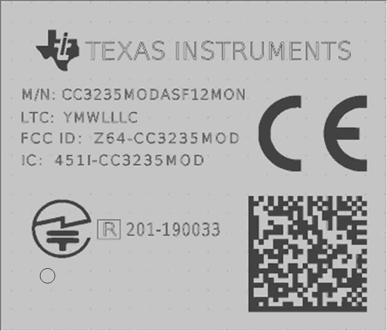 CC3235MODS CC3235MODSF CC3235MODAS CC3235MODASF CC3235MODASF Module
                        Marking