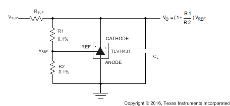 TLVH431 TLVH431A TLVH431B TLVH432 TLVH432A TLVH432B Shunt Regulator Schematic