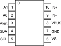 INA226-Q1 DGS Package10-Pin VSSOPTop View