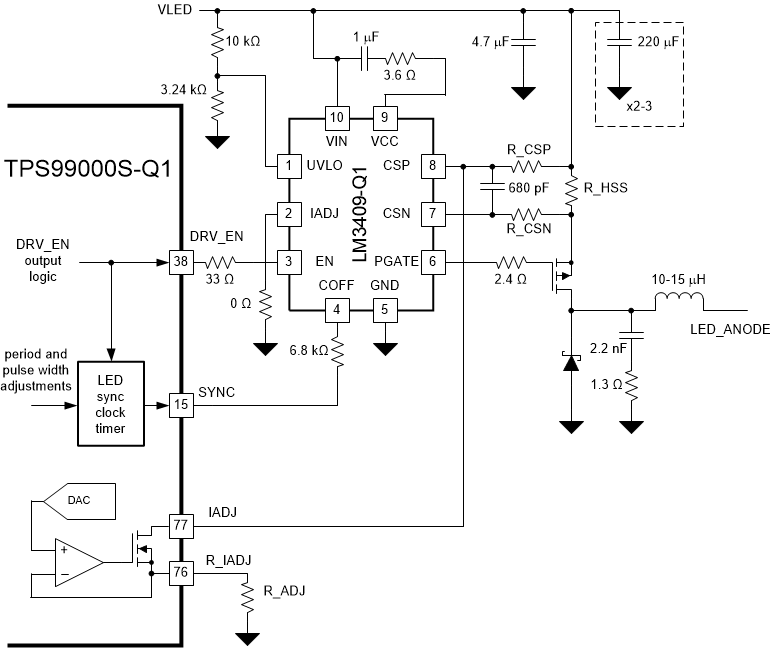 TPS99000S-Q1 Current Limit Configuration
                    Circuit