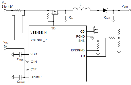 LP8864-Q1 Charge Pump Disabled
                    Circuit