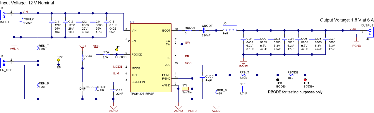 TPS54J061 Application Circuit Diagram