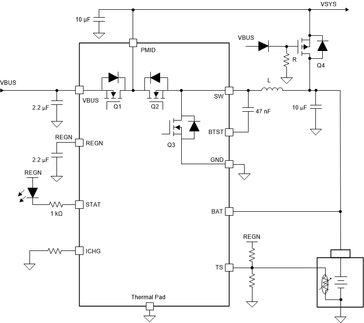 BQ25303J Typical Application Diagram
                    with Power Path 